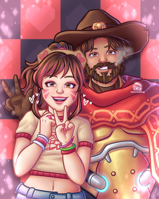 D.va & Cassidy - Overwatch Fanart